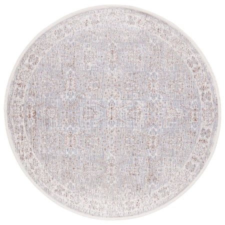 Safavieh 6 ft. 7 in. x 6 ft. 7 in. Beige & Blue Rust Marmara 300 Power Loomed Round Rug MRM302B-7R